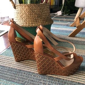 Brown Leather Wedge